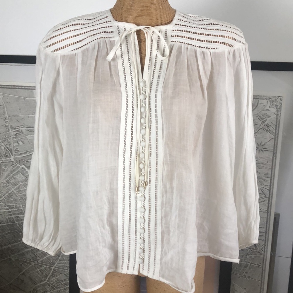 ZIMMERMAN Elegant White Blouse Size 3 - Picture 2 of 16